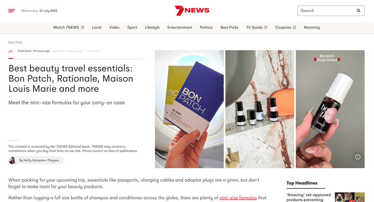 7NEWS Australia: Best beauty travel essentials - BonWellness | US