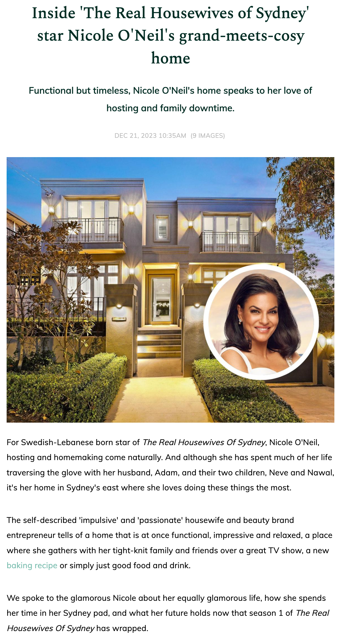 homes TO LOVE: Inside 'The Real Housewives of Sydney' star Nicole O'Neil's grand-meets-cosy home