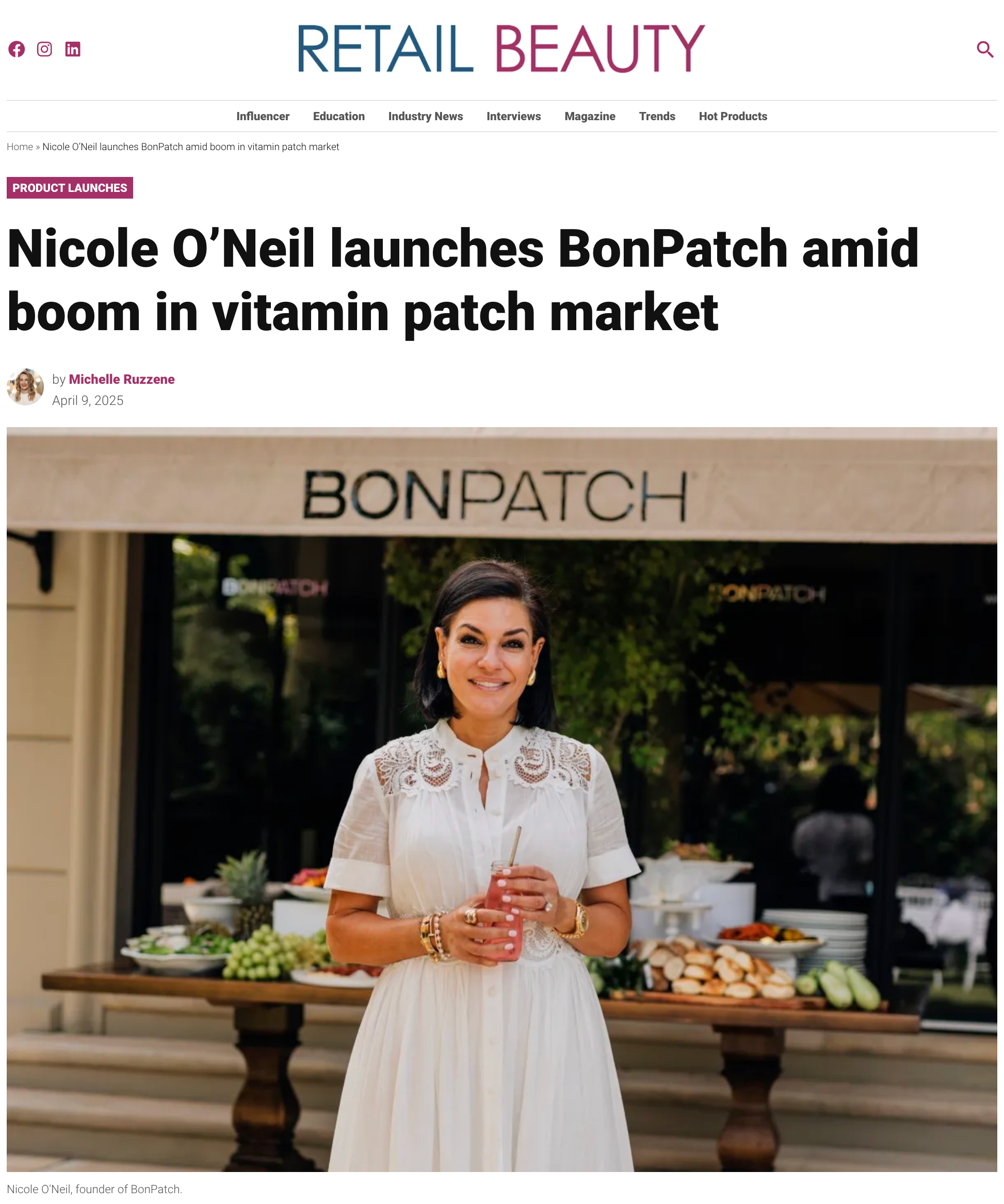 Retail Beauty: Nicole O'Neil launches BonPatch amid boom in vitamin patch market
