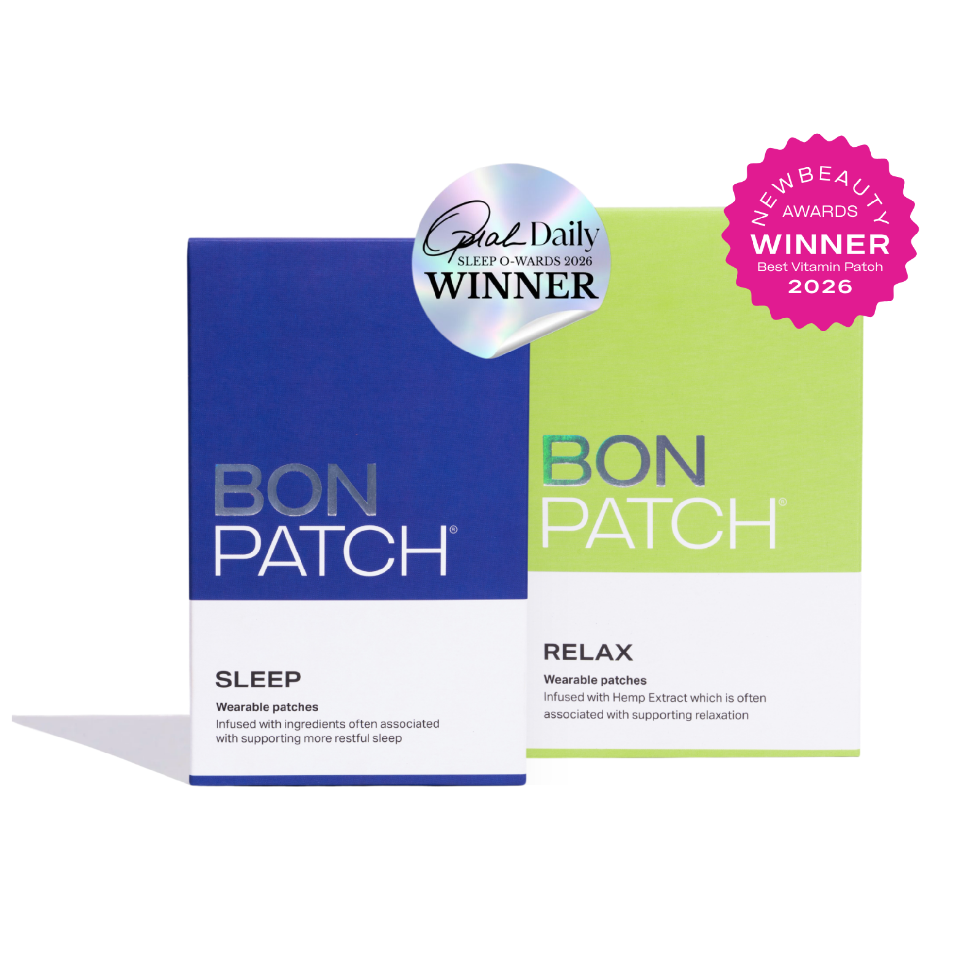 Bon Patch packaging for sleep and relax with awards on a white background